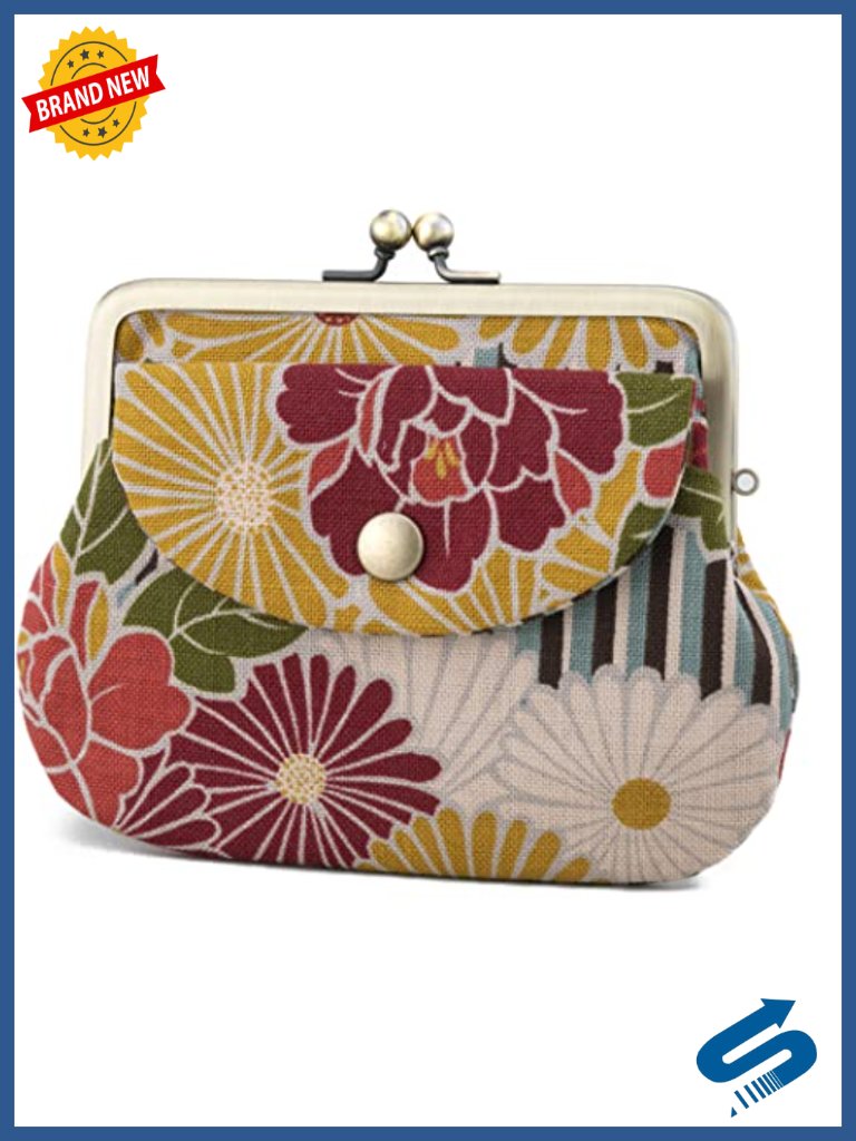 Japanese Kiss Lock Coin Wallet With Floral Cotton Exterior